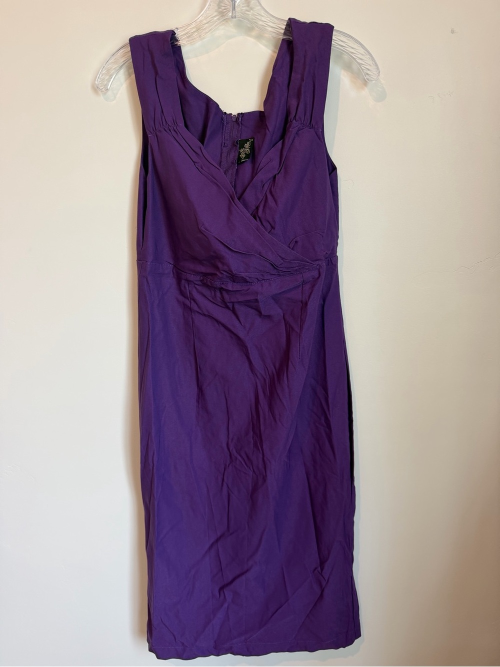 Rock Steady 2X Purple Sleeveless Wrap-Front Sheath Dress Pinup